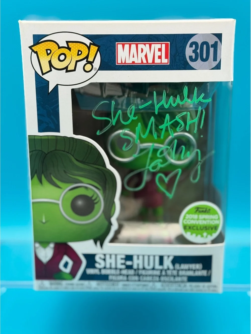 Titiana Maslany Signed Marvel She-Hulk Lawyer ECCC Funko pop 301 with SWAU COA